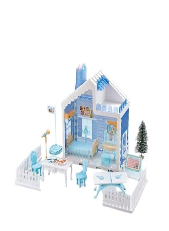 EXOMOON Snow House DIY Dollhouse Playset - Winter-Themed Pretend Play House with Furniture & Accessories for Girls - Snow-Cottage Design - Image 1